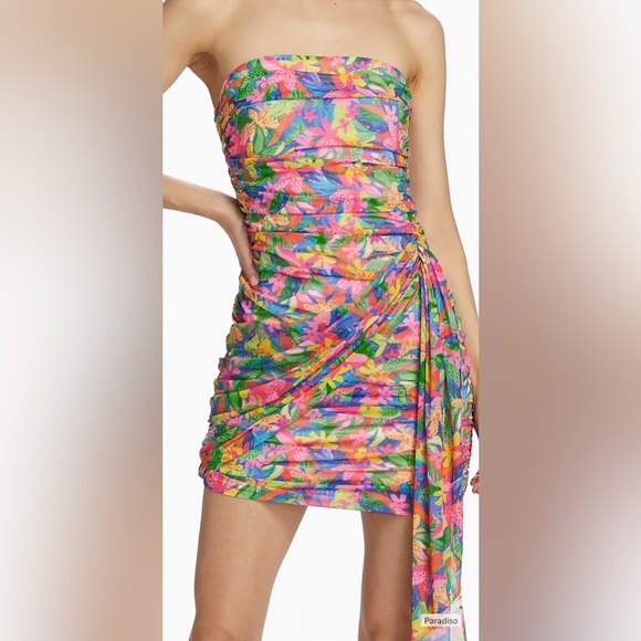 Amanda Uprichard Anja Strapless Ruched Mini Dress Paradiso Large NWT - Picture 13 of 14